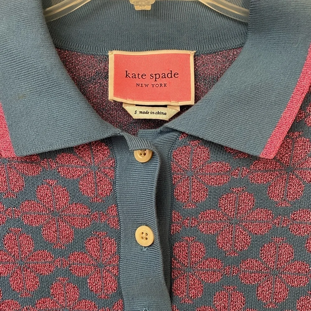 Kate Spade floral polo sweater women’s size S